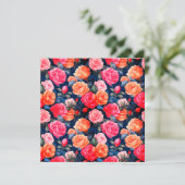 Rose Blooming Blume Muster-80037 Einladung (Stehend Vorderseite)