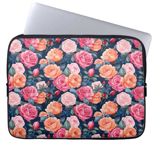 Rose Blooming Blume Muster-80037 Laptopschutzhülle (Vorderseite)