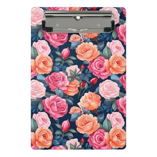 Rose Blooming Blume Muster-80037 Mini Klemmbrett (Vorderseite)