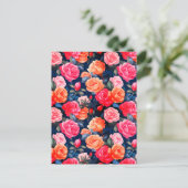 Rose Blooming Blume Muster-80037 Postkarte (Stehend Vorderseite)