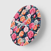 Rose Blooming Blume Muster-80037 Runde Wanduhr (Winkel)