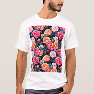 Rose Blooming Blume Muster-80037 T-Shirt