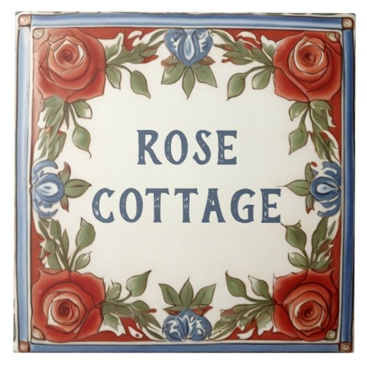 Rose Bloral Custom House Name Plate Schild Plaque Fliese (Vorderseite)
