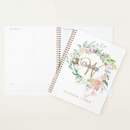 Rose Bloral Gold Script Monogram 2023 Planer (Anzeige)