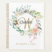 Rose Bloral Gold Script Monogram 2023 Planer (Vorderseite)