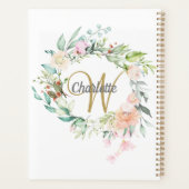 Rose Bloral Gold Script Monogram 2023 Planer (Rückseite)