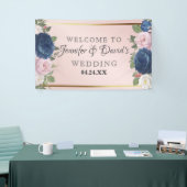 Rose Bloral Navy Blush Pink Gold Hochzeit Banner (Messeveranstaltung)
