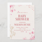 Rose Bloral Niedlich Baby Dusche Einladung (Vorne/Hinten)