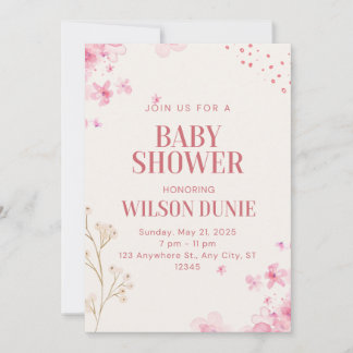Rose Bloral Niedlich Baby Dusche Einladung