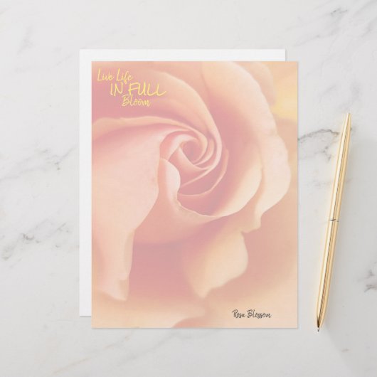 Rose Blossom/Aprikosenpfirsich/Geschirr Briefbogen (Vorderseite/Rückseite Beispiel)