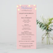 Rose Blue Cream Polka Dots Hochzeitsprogramm Programm (Stehend Vorderseite)