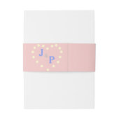 Rose Blue Cream Polka Dots Monogramm Herz Einladungsbanderole (Rückseitenbeispiel)