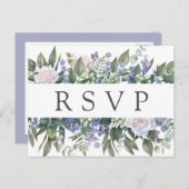 Rose Blue Floral Wedding RSVP Postcard Einladungspostkarte (Vorne/Hinten)