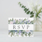 Rose Blue Floral Wedding RSVP Postcard Einladungspostkarte (Stehend Vorderseite)