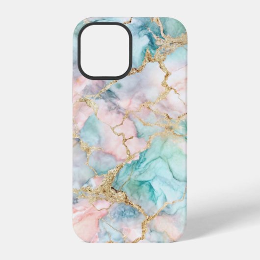 Rose Blue Gold Marble iPhone Hülle (Rückseite)
