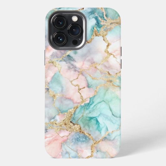 Rose Blue Gold Marble iPhone Hülle (Rückseite)