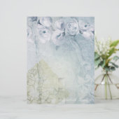 Rose Blue Grunge Briefbogen (Stehend Vorderseite)