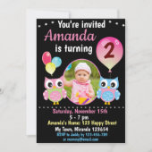 Rose Blue Owl - Einladung (Vorderseite)