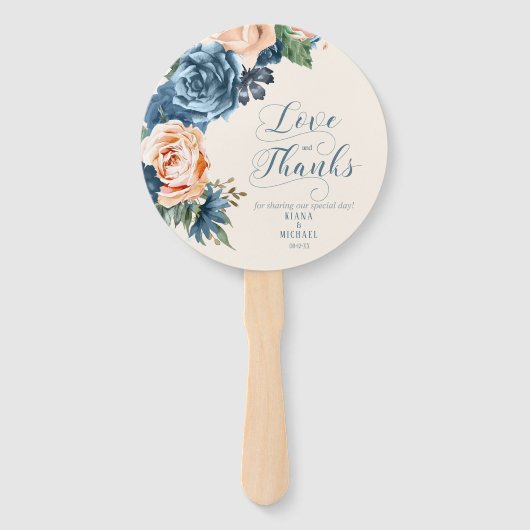 Rose Blue/Peach Hochzeitstag ID584 Fächer (Vorderseite)