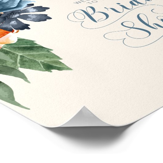 Rose Blue/Peach Wedding Brautparty ID584 Poster (Ecke)