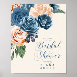 Rose Blue/Peach Wedding Brautparty ID584 Poster