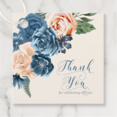 Rose Blue/Peach Wedding Danke, ID584 Geschenkanhänger (Vorderseite)
