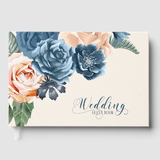 Rose Blue/Peach Wedding ID584 Gästebuch (Vorderseite)
