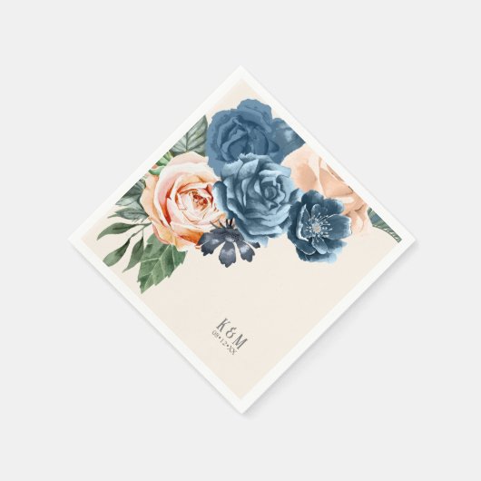 Rose Blue/Peach Wedding ID584 Serviette (Ecke)