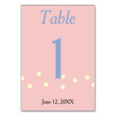 Rose Blue Polka Dots Wedding Tischnummer (Vorderseite)