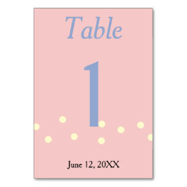 Rose Blue Polka Dots Wedding Tischnummer
