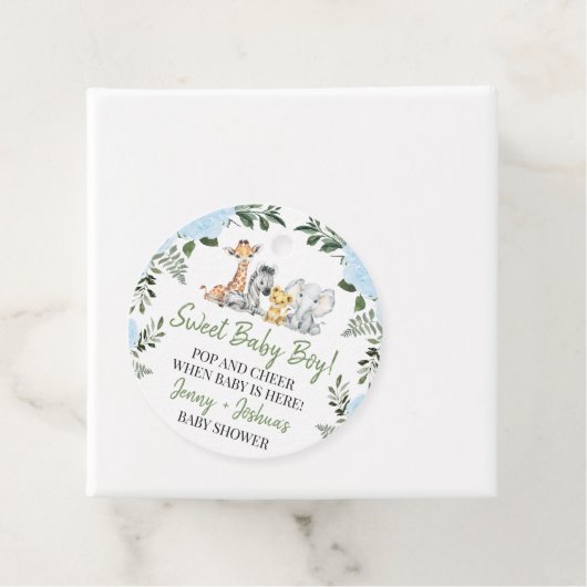 Rose Blue Safari Baby Dusche Pop Es Markierung Geschenkanhänger (Beispiel)