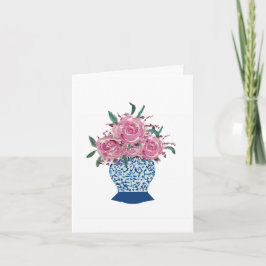 Rose Blue White Ginger Jar Faltkarte