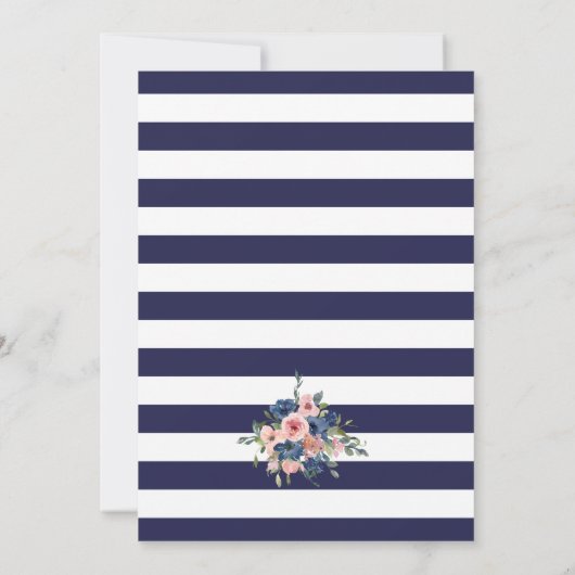 Rose Blues Navy Blush Einladung (Rückseite)