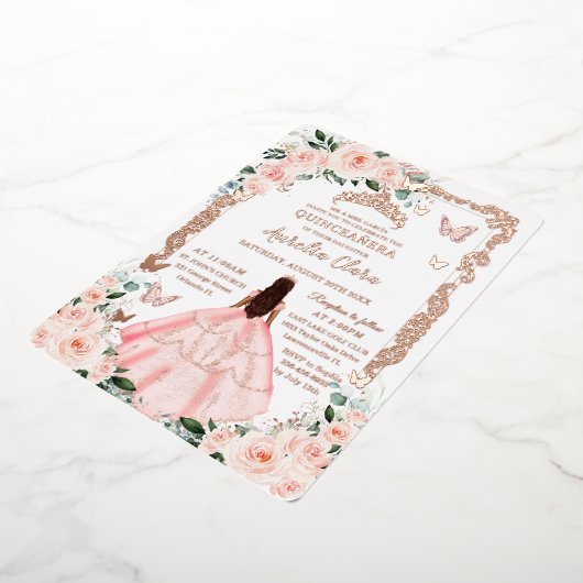 Rose Blues Quinceñera Princess Folieneinladung (Gedreht)