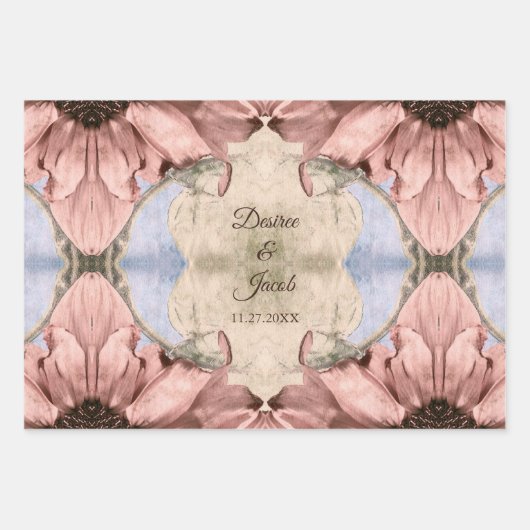 Rose Blues Rosa Hochzeit Geschenkpapier Set (Vorderseite)