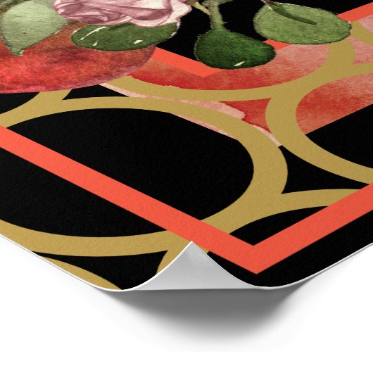 Rose blüht in Rahmen Poster (Ecke)