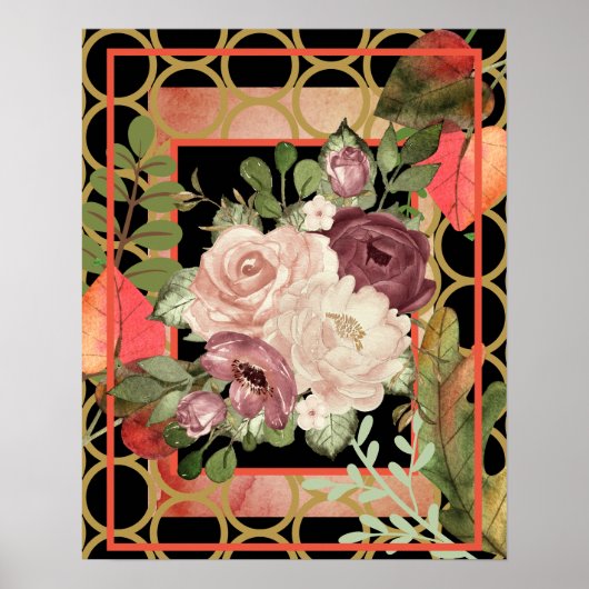 Rose blüht in Rahmen Poster (Vorne)