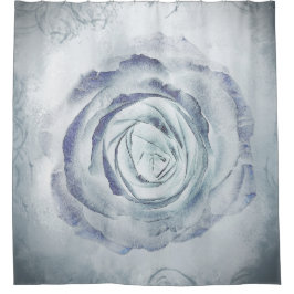 Rose Blume 13 Blau Duschvorhang