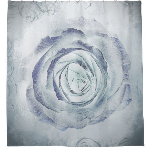 Rose Blume 13 Blau Duschvorhang (Vorderseite)