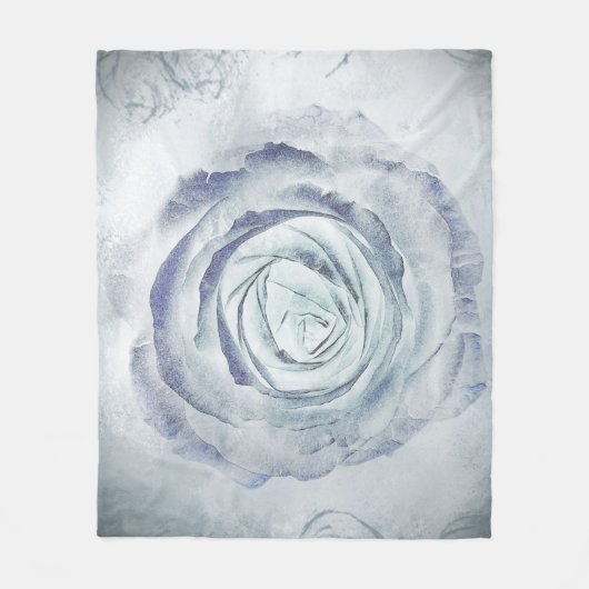 Rose Blume 13 Blau Fleecedecke (Vorderseite)