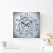 Rose Blume 13 Blau Quadratische Wanduhr (Zuhause)