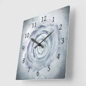 Rose Blume 13 Blau Quadratische Wanduhr (Winkel)