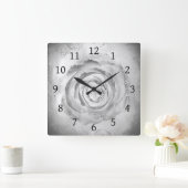 Rose Blume 13 Wand-Uhr Schwarz-Weiß-Quadrat Quadratische Wanduhr (Zuhause)