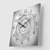 Rose Blume 13 Wand-Uhr Schwarz-Weiß-Quadrat Quadratische Wanduhr (Winkel)
