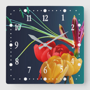 Rose Blume-17250 Quadratische Wanduhr