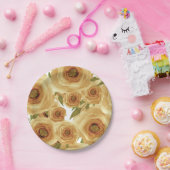 Rose Blume abstrakter Blumendruck Beigetöne Pappteller (Party)