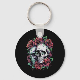 Rose Blume Ästhetische Punk Gothic V-Nacken Schlüsselanhänger