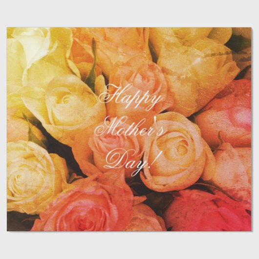 Rose Blume Benutzerdefiniert Text glücklich Mutter Geschenkpapier (Flach)