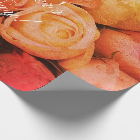 Rose Blume Benutzerdefiniert Text glücklich Mutter Geschenkpapier (Ecke)