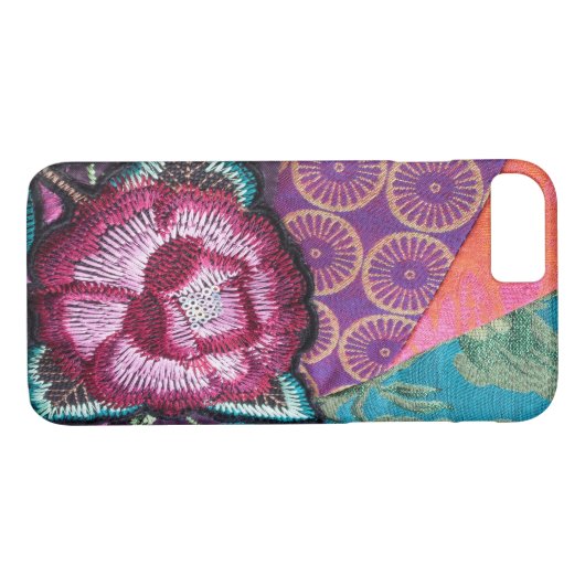 Rose Blume bestickt aussehen bunt boho Case-Mate iPhone Hülle (Rückseite (Horizontal))
